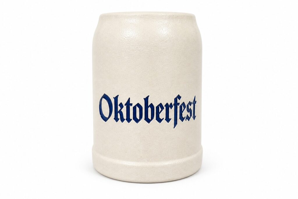 Classic Oktoberfest Debossed Ceramic Beer Stein Mug (500ml / 17oz)